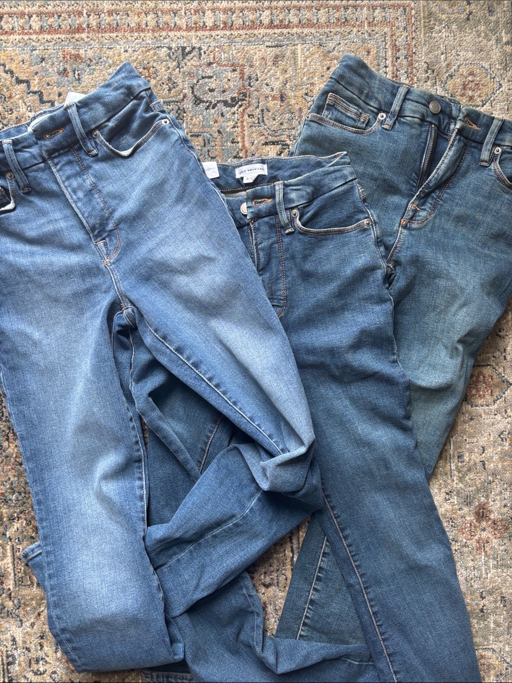 Good American High-Rise Blue Denim Jeans Trio